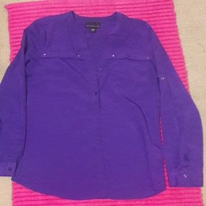 Purple button-up top